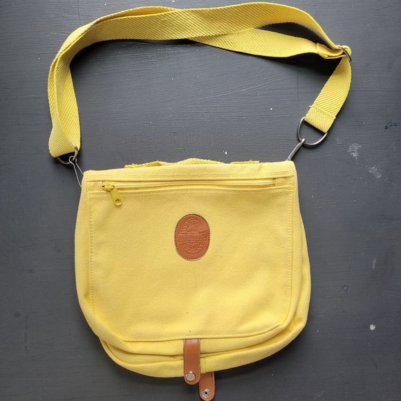 Vintage 1980s Bright Yellow Canvas Shoulder Bag - Picture 1 of 13